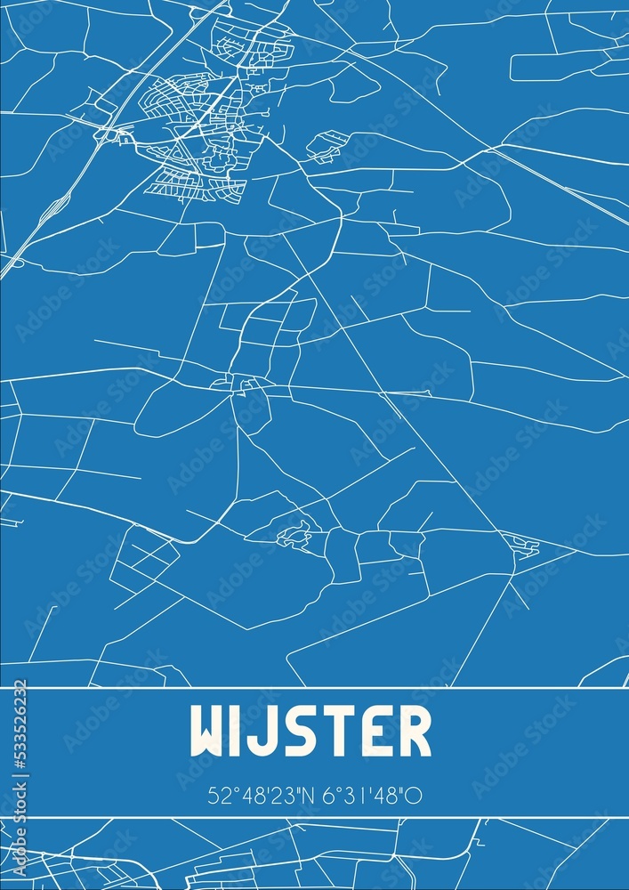 Blueprint of the map of Wijster located in Drenthe the Netherlands.