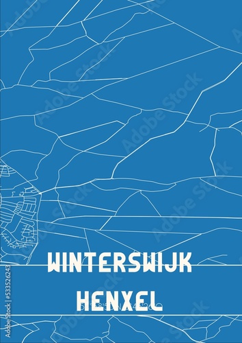 Blueprint of the map of Winterswijk Henxel located in Gelderland the Netherlands.