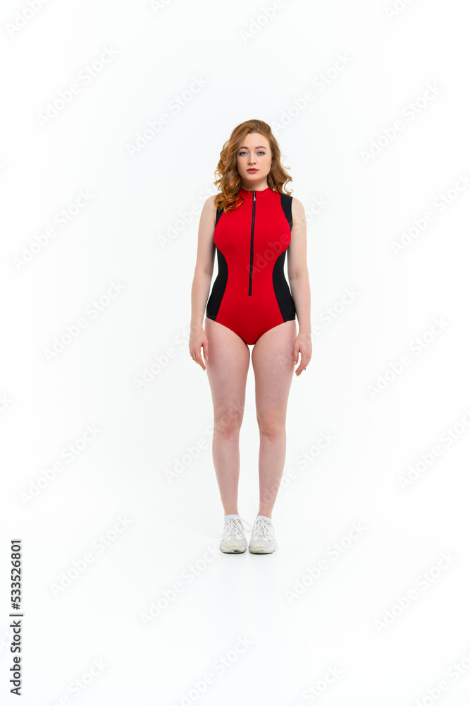 model size posing bodysuit on white background model size posing bodysuit on white background
