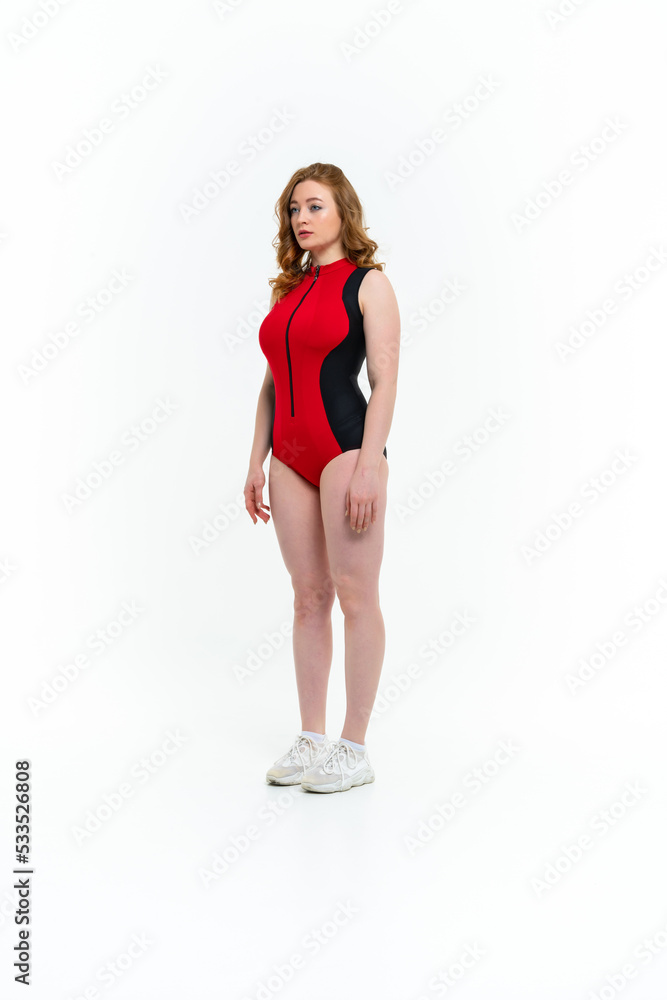 model size posing bodysuit on white background model size posing bodysuit on white background
