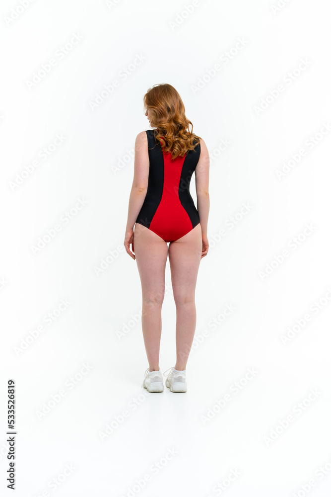 model size posing bodysuit on white background model size posing bodysuit on white background