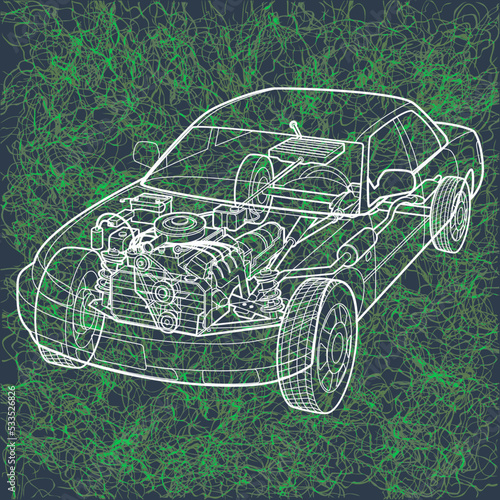 generic automotive car line art on textured background