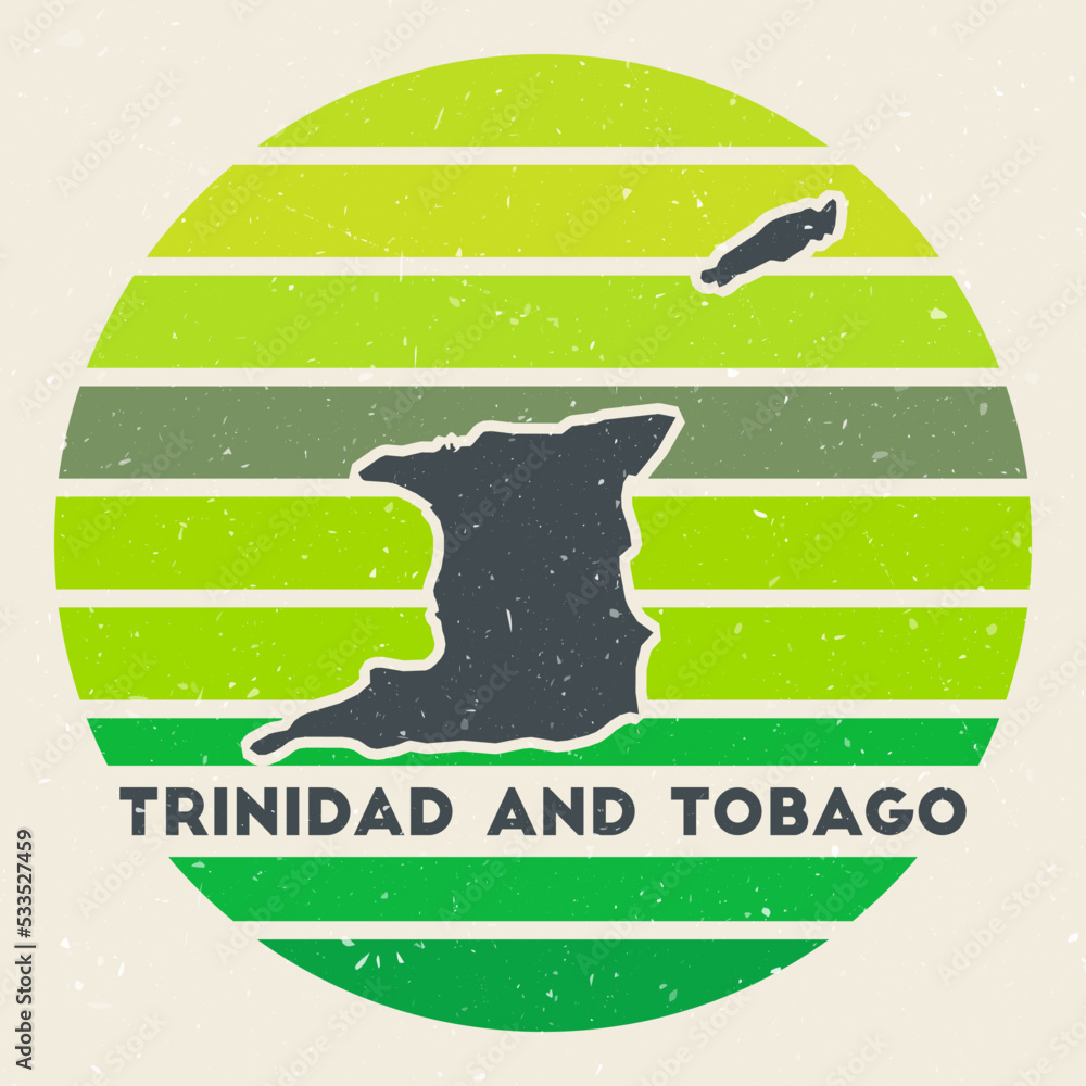 Trinidad and Tobago logo. Sign with the map of country and colored