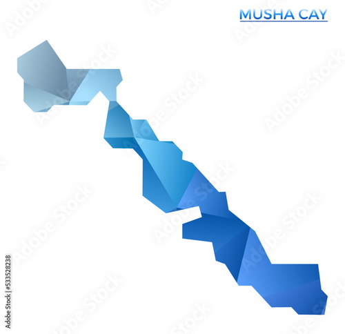 Vector polygonal Musha Cay map. Vibrant geometric island in low poly style. Vibrant illustration for your infographics. Technology, internet, network concept.