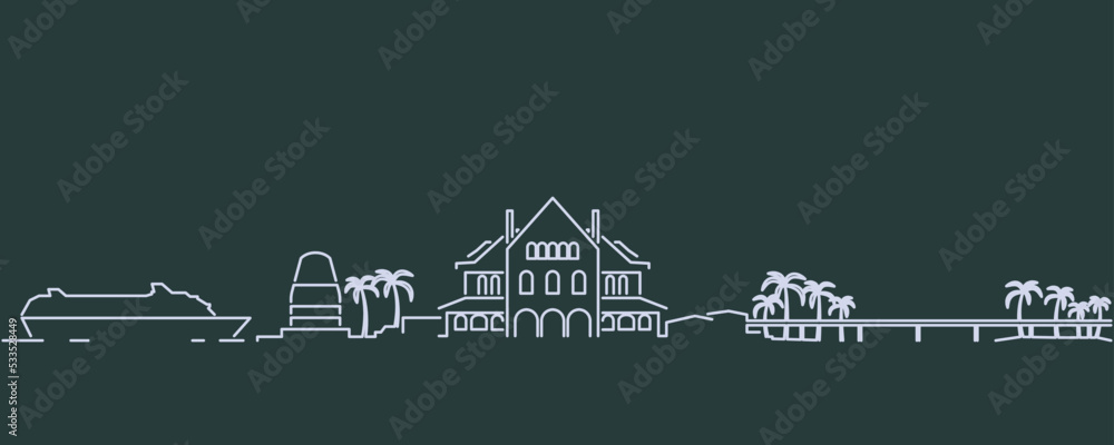 Obraz premium Key West Single Line Skyline Profile