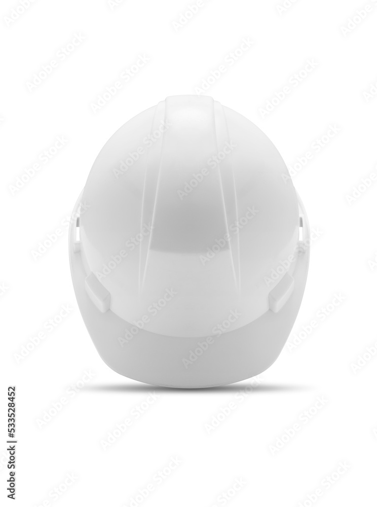 White plastic safety helmet on white background White plastic safety helmet on white background