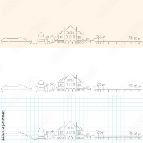 Key West Hand Drawn Profile Skyline