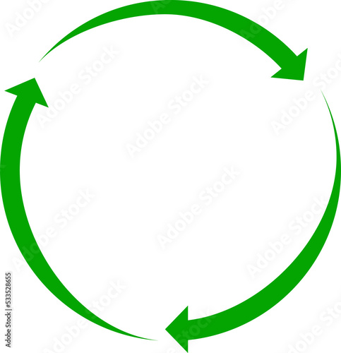 Green round recycle icon.