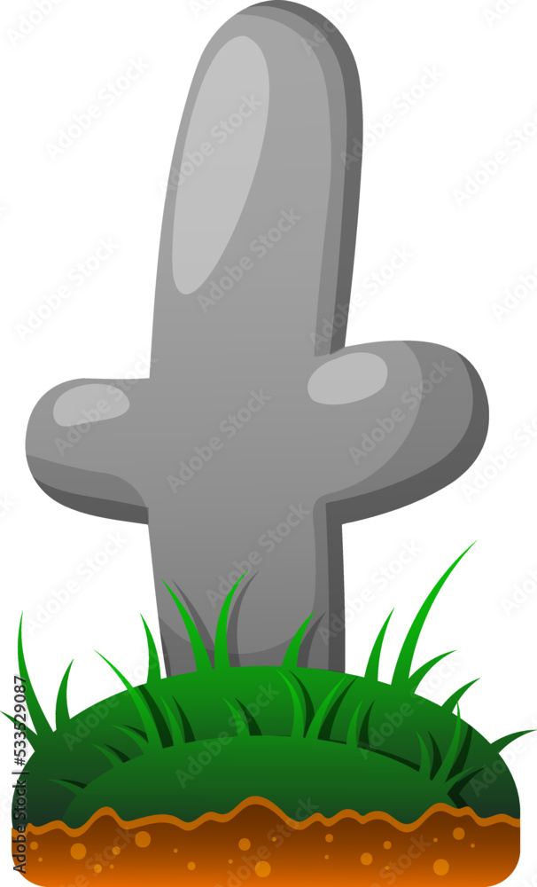 Monument with grass in cartoon style