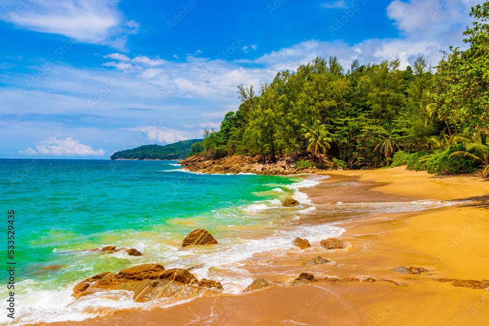 Obraz premium Secret Banana Beach bay panorama turquoise clear water Phuket Thailand.