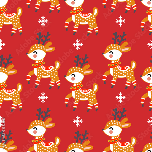 Seamless pattern christmas deers background vector illustration