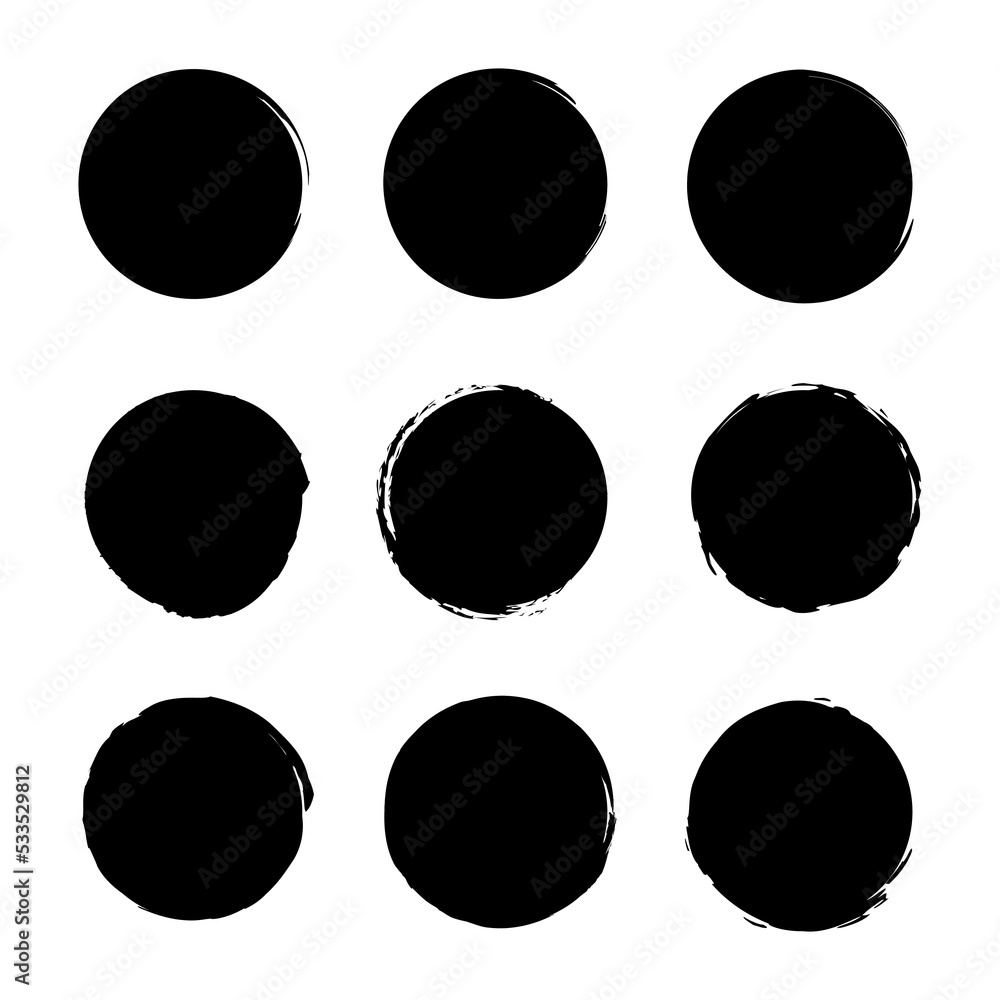 Brush circles. Round shape. Circle frame set. Vector illustration. Stock image. Brush circles. Round shape. Circle frame set. Vector illustration. Stock image.
