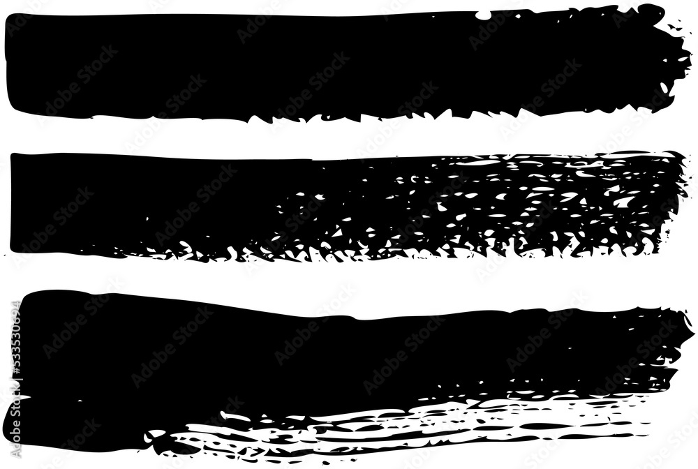 Set of different abstract shapes, smears and prints. Black design elements isolated on white background. Seamless pattern for creating style. Decoration template, brush strokes for design styling Set of different abstract shapes, smears and prints. Black design elements isolated on white background. Seamless pattern for creating style. Decoration template, brush strokes for design styling