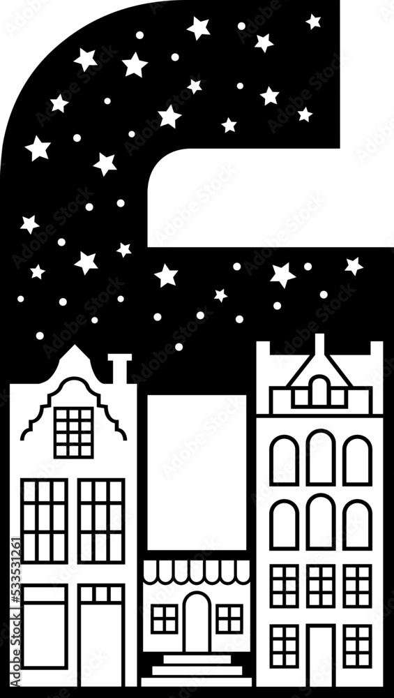 Dream Town Font with SVG format Night Sky and Vintage Buildings Design