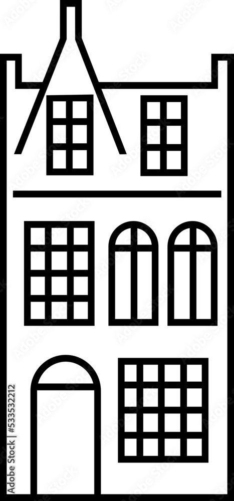 Fototapeta premium Vintage Building Silhouette Outline SVG