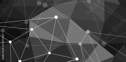 Website header or banner design with abstract polygonal background and connecting dots and lines. Global network connection. Digital technology with plexus background and space for your text
