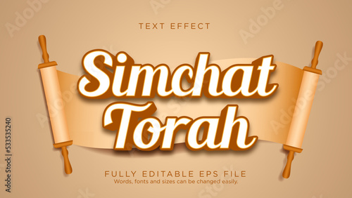 Simchat Torah Scroll bible Text Effect Font Type Template photo