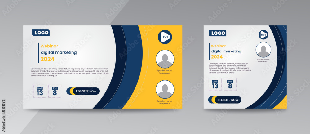 modern design template of a webinar event - Business Conference live webinar banner invitation and social media post template. Business webinar invitation design. Colorful Template
