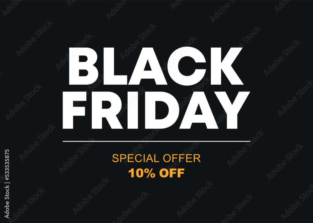 10% off. Special offer Black Friday. Vector illustration discount price. Campaign for retail, store