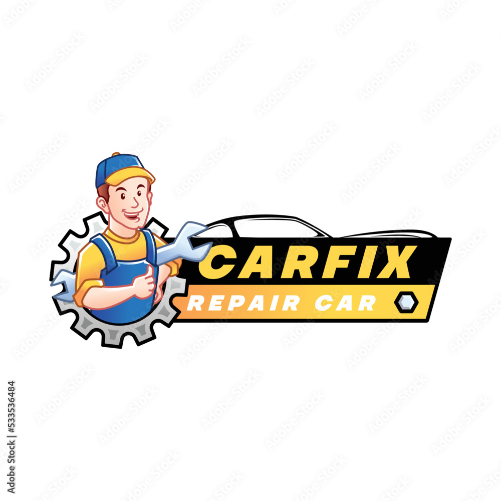 Carfix Repair Car Mascot Logo Template Carfix Repair Car Mascot Logo Template