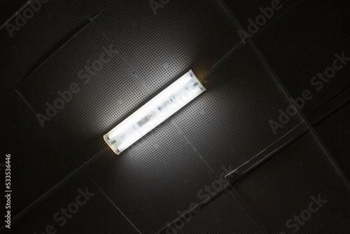 Lamp on the ceiling.