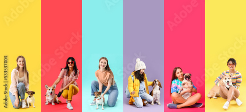 Set of women and girls with...