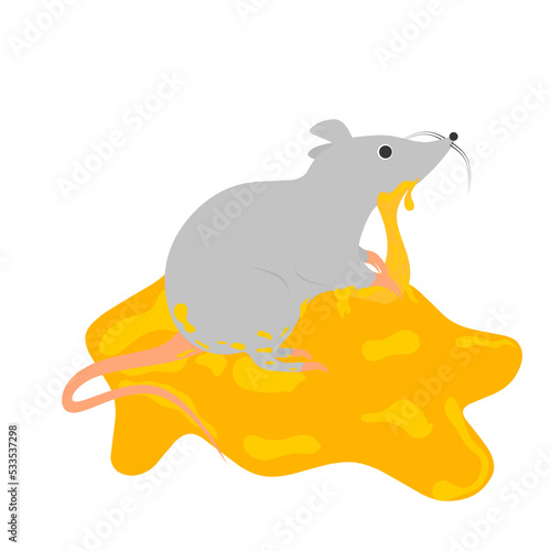 Vector illustration of a pest glue trap. Household mice caught in glue trap