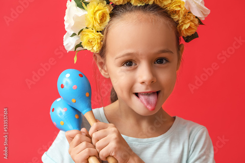 Cute little Mexican girl in...