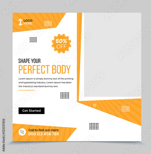 Gym and Fitness square post template design