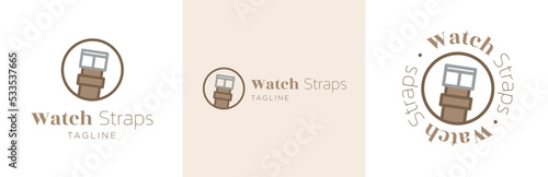 Fotografija Watch straps store logo design set, wristband strap business symbol, classic tim