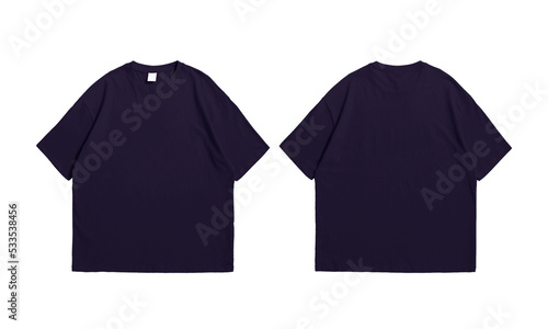 Oversize midnight t-shirt front and back isolated background