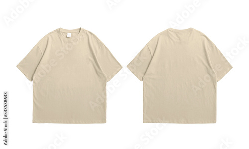 Oversize tan t-shirt front and back isolated background photo