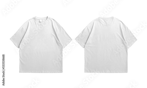 Oversize white t-shirt front and back isolated background