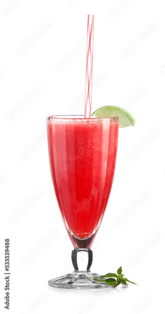 Glass of cold watermelon fresh on white background Glass of cold watermelon fresh on white background