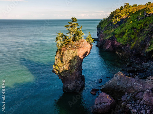 Scenic Quaco Head rock aerial view in Fundy park