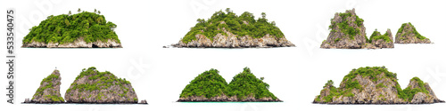 islands, set of islets isolated on white background