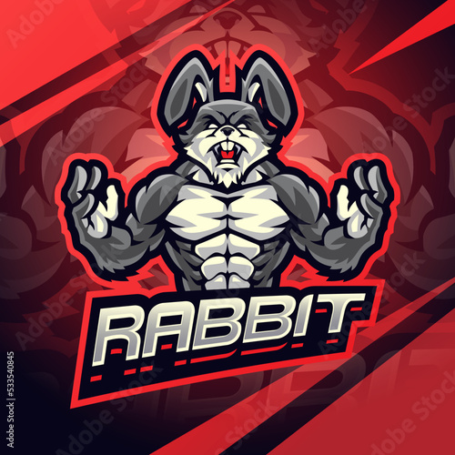Rabbit fighter esport mascot logo design