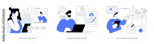 Online based jobs abstract concept vector illustrations.