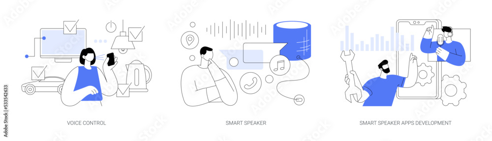 Speech recognition technology abstract concept vector illustrations. Speech recognition technology abstract concept vector illustrations.