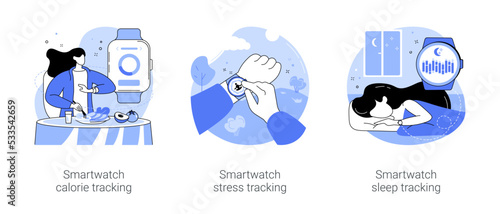 Smartwatch features isolated cartoon vector illustrations se