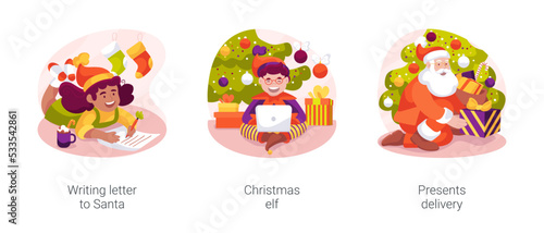 Christmas gift bearers isolated cartoon vector illustration set