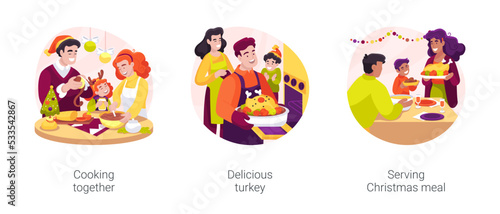 Christmas food isolated cartoon vector illustration set