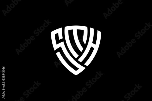 SMH creative letter shield logo design vector icon illustration