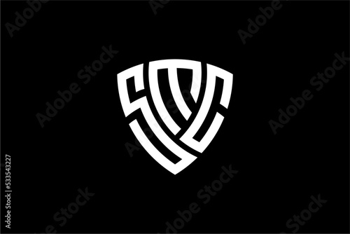 Obraz na plátně SMC creative letter shield logo design vector icon illustration