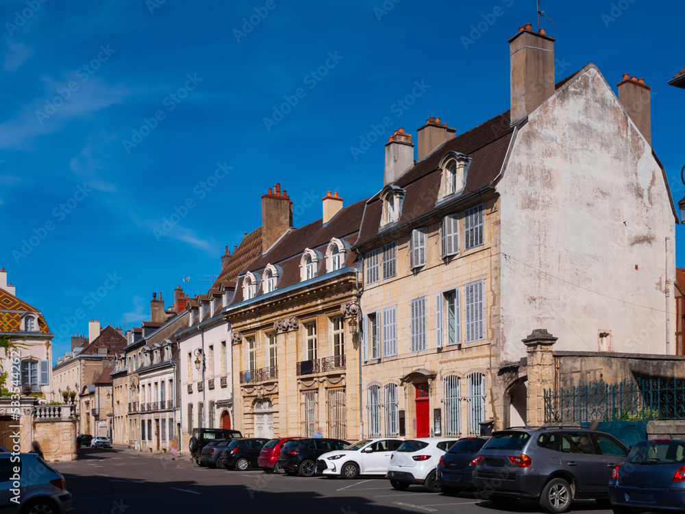 Obraz premium Traditional buildings in the Old town of Dijon - Burgundy, France