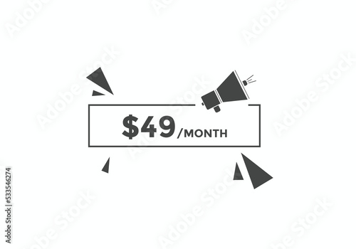 49 dollar price tag. Price  49 USD dollar only Sticker sale promotion Design. shop now button for Business or shopping promotion 