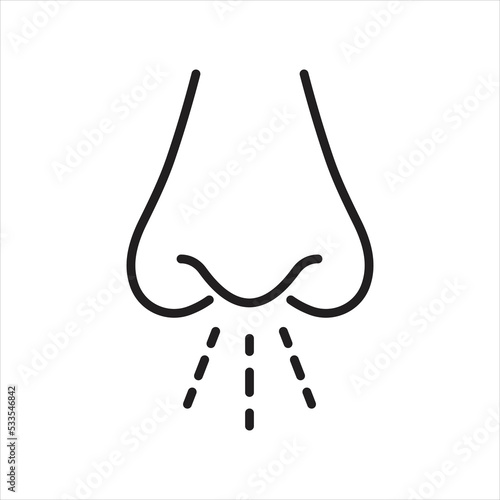 Runny nose icon design, Nosebleed, nasal mucus illustration, sign for medical poster. isolated on white background