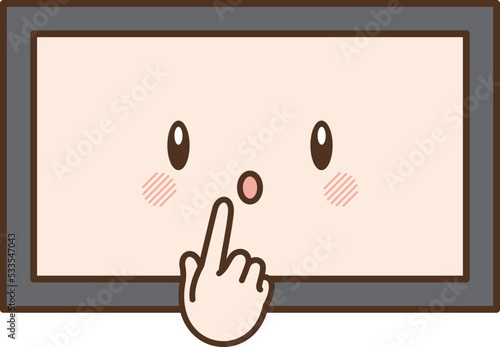 人差し指を立てて考えるテレビ
