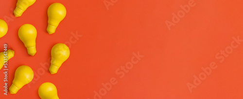 Light bulb on red background. Idea concept