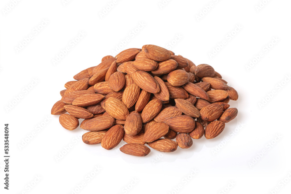 Almonds on white background Almonds on white background